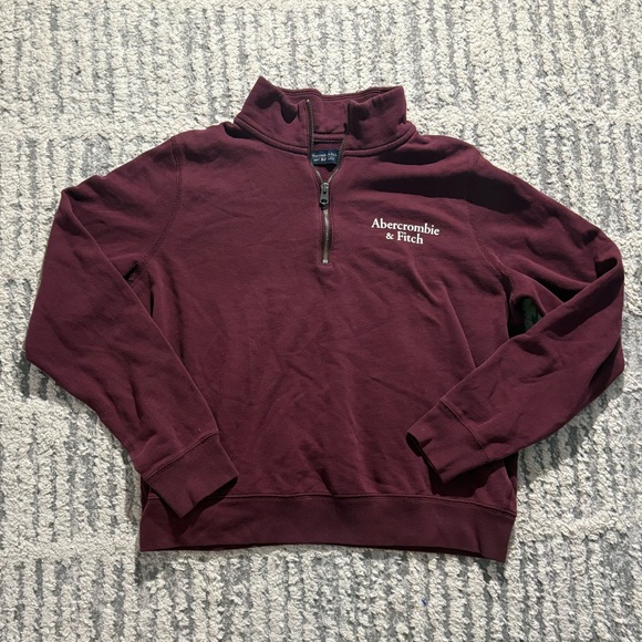 Abercrombie & Fitch Sweaters - Abercrombie & Fitch maroon red quarter zip jacket fleece size XL